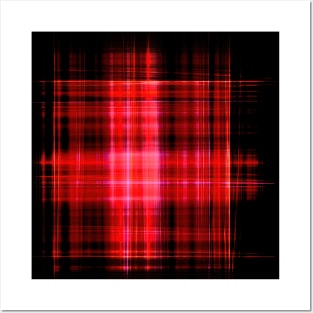 Glowing red neon plaid Posters and Art